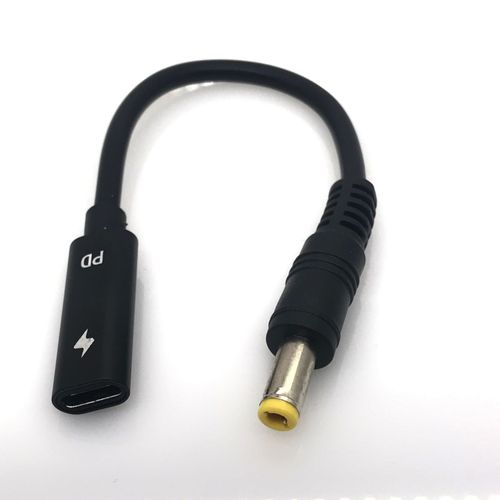 Connecteur d'alimentation à pointe mâle, 5.5x2.5mm, convertisseur avec câble cordon vers USB Type C femelle, pour Asus Toshiba, adaptateur d'ordinateur portable