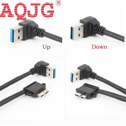 Câble de chargement de données USB3.0 A mâle à Micro B mâle, adaptateur de câble USB 3.0 à angle droit pour boîtier de disque dur de haut en bas