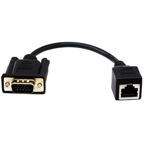 Câble VGA vers Port Réseau VGA Femelle 15 Broches vers RJ45 Mâle, Signal Transmis 15cm
