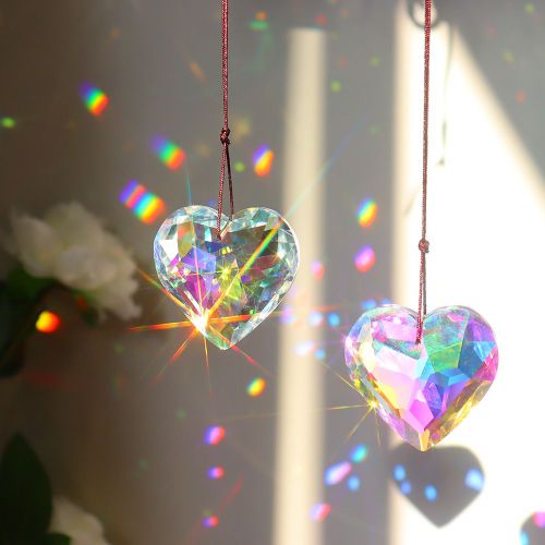 Ornements de carillons éoliens en cristal, cristaux d'amour, décor de fenêtre de balcon de jardin en plein air, artisanat pour maison, décoration de fête de vacances