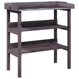 Table À Plantes Avec Étagères 78 X 38 X 82,5 Cm Bois De Sapin Gris Helloshop26 02_0045431