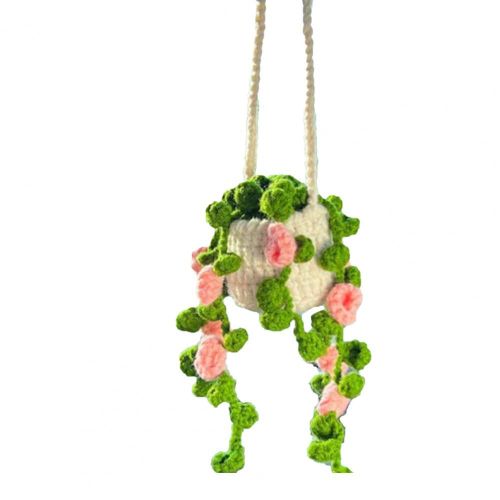 Décoration de rétroviseur de voiture faite à la main avec de belles plantes en pot, ornement créatif, divers styles, vue arrière, accessoires d'intérieur