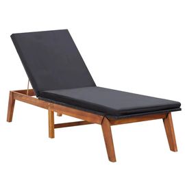 Transat Chaise Longue Bain De Soleil Lit De Jardin Terrasse Meuble D'extérieur Et Coussin Résine Tressée Et Bois D'acacia Massif Helloshop26 02_0012771