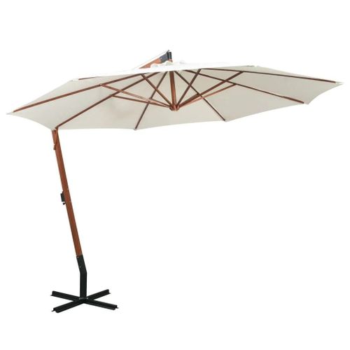 Parasol 350 Cm Poteau De Bois Blanc Helloshop26 02_0008037