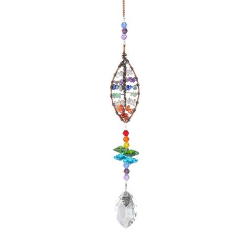 Arbre de vie attrape-soleil décoratif de couleur vive, pendentif en Faux cristal, fourniture de balcon