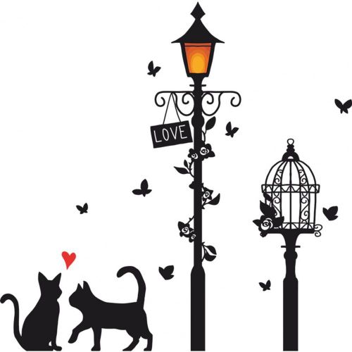 Lampadaire De Dessin Animé Léger Et Décoratif, Autocollant De Fenêtre De Chat, Décoration De Maison