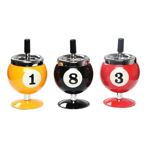 Cendrier à cigarettes Push-up créatif, boule de billard, plateau à fumer en métal pour usage intérieur ou extérieur
