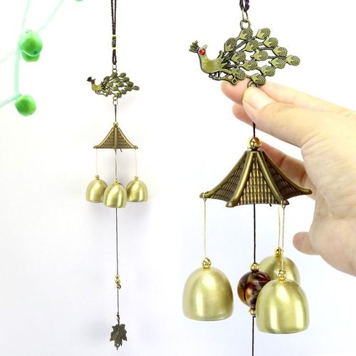 Porte-bonheur en cuivre Feng Shui, carillon à vent, cloche suspendue, breloque porte-bonheur