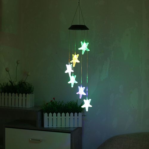 Lampe LED solaire de couleur changeante, bouteille de souhait, carillon éolien suspendu, décoration de jardin