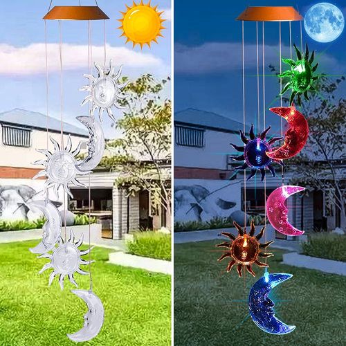 Carillons éoliens suspendus LED à énergie solaire, couleur de lumière imperméable, décoration de jardin pour la maison