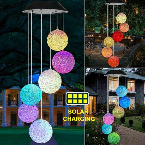 Guirlande Lumineuse Led Solaire Avec Carillon Éolien, Luminaire De Jardin Suspendu