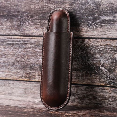 Étui à cigares portable en cuir véritable, étui à cigares exquis, ensemble de fumage à tuyau unique, couverture à cigares cubains, tube de rangement