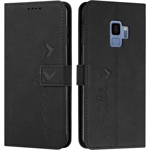 Coque En Pu Cuir Pour Samsung Galaxy S9 Magnetique Portefeuille Carte Fentes Etui Telephone Housse Pochette Fonction Stand Antichoc Etui A Rabat Pour Samsung S9 Noir Ax Rakuten