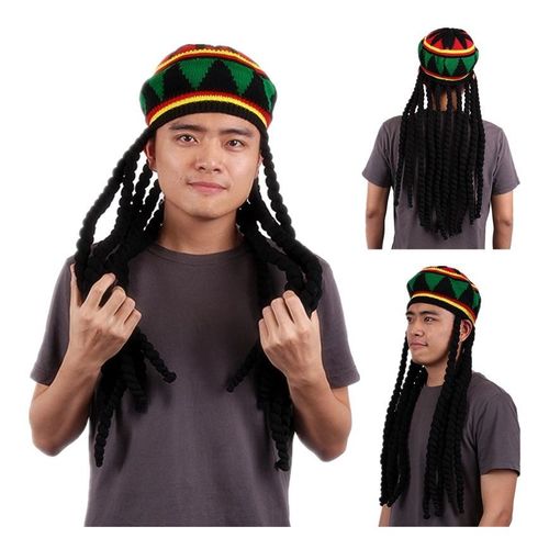 Rasta Beret Jamaicain Tricote Crochet Style De Vert / Jaune / Noir / Rouge