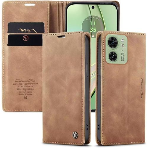 Coque Pour Motorola Edge 40, Antichoc Tpu Housse, Cuir Pu Portefeuille Etui Fentes Pour Cartes Flip Pour Coque Motorola Edge 40 Brun