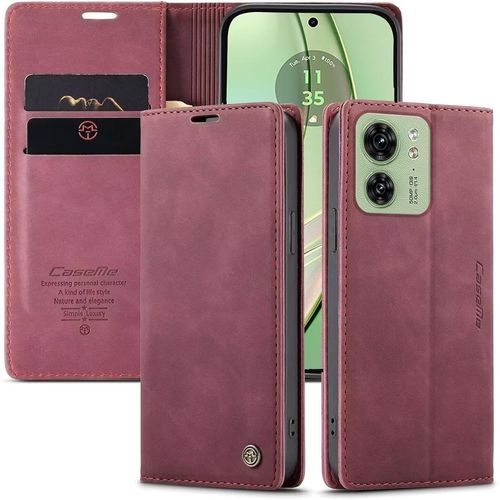 Coque Pour Motorola Edge 40, Antichoc Tpu Housse, Cuir Pu Portefeuille Etui Fentes Pour Cartes Flip Pour Coque Motorola Edge 40 Rouge