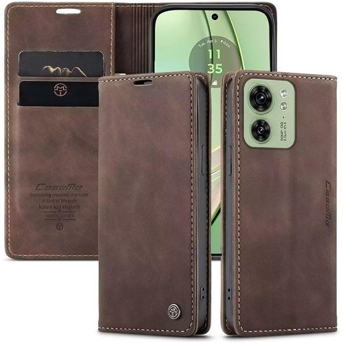 Coque Pour Motorola Edge 40, Antichoc Tpu Housse, Cuir Pu Portefeuille Etui Fentes Pour Cartes Flip Pour Coque Motorola Edge 40 Café