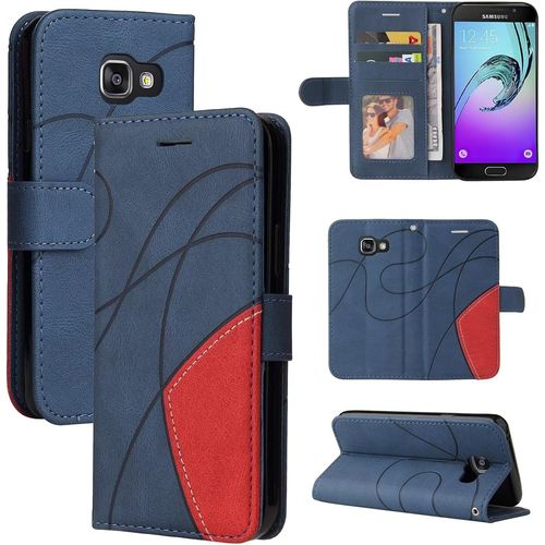Coque Pour Samsung Galaxy A310/A3 2016 Housse En Cuir Premium Pu Pochette Portefeuille Magnétique Etui De Protection Pour Samsung Galaxy A310/A3 2016 - Bleu