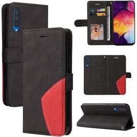 Coque Pour Samsung Galaxy A50/A30s/A50s Housse En Cuir Premium Pu Pochette Portefeuille Magnétique Etui De Protection Pour Samsung Galaxy A50/A30s/A50s - Noir
