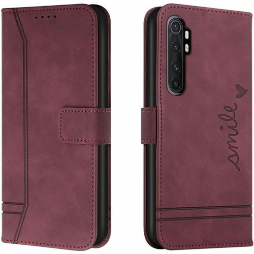 Coque Pour Xiaomi Mi Note 10 Lite 5g Housse En Cuir Pu Premium Etui À Rabat Pochette De Portefeuille Étui De Protection Pour Xiaomi Mi Note 10 Lite 5g Rouge