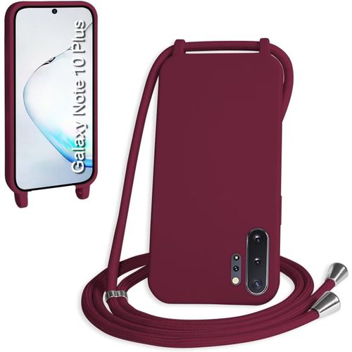 Coque Pour Samsung Galaxy Note10 Plus/10 Pro 6.8"", Collier Pour Étui Colliers De Cellulaire Mince Antichoc Réglable Lanyard Case Pu Bumper Pour Galaxy Note10 Plus/10 Pro, Rouge