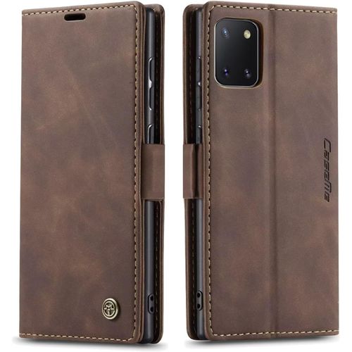 Coque Pour Samsung Galaxy Note10 Lite/A81/M60s, Antichoc Tpu Housse, Cuir Pu Portefeuille Etui Fentes Pour Cartes Flip Pour Coque Samsung Galaxy Note10 Lite/A81/M60s Café