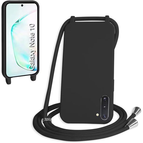 Coque Pour Samsung Galaxy Note10/Note10 5g 6.3"", Collier Pour Étui Colliers De Cellulaire Mince Antichoc Réglable Lanyard Case Pu Bumper Pour Galaxy Note10/Note10 5g, Noir