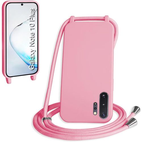 Coque Pour Samsung Galaxy Note10 Plus/10 Pro 6.8"", Collier Pour Étui Colliers De Cellulaire Mince Antichoc Réglable Lanyard Case Pu Bumper Pour Galaxy Note10 Plus/10 Pro, Rose