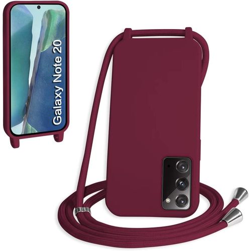 Coque Pour Samsung Galaxy Note20 6.7"", Collier Pour Étui Colliers De Cellulaire Mince Antichoc Réglable Lanyard Case Pu Bumper Pour Galaxy Note20 6.7"", Rouge