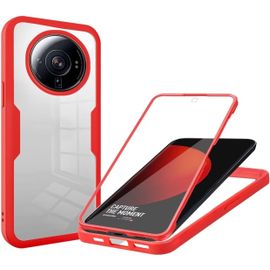 Coque Pour Xiaomi 12 Ultra, Coque Antichoc Housse Avec Protection Écran, 360° Protection Case Robuste Double Bumper Etui Intégrale Rouge
