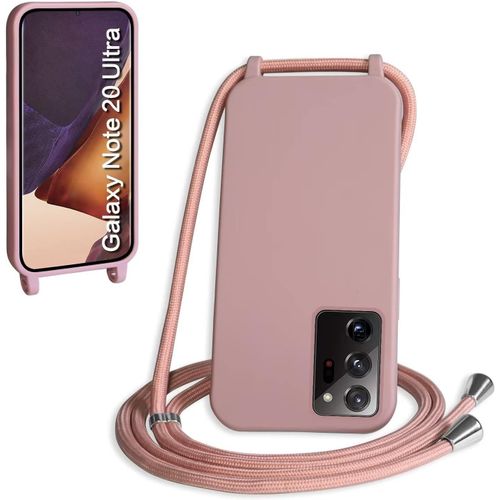 Coque Pour Samsung Galaxy Note20 Ultra 6.9"", Collier Pour Étui Colliers De Cellulaire Mince Antichoc Réglable Lanyard Case Pu Bumper Pour Galaxy Note20 Ultra 6.9"", Sable Rose