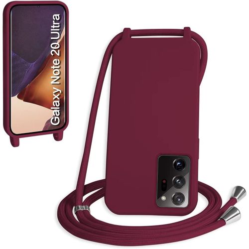 Coque Pour Samsung Galaxy Note20 Ultra 6.9"", Collier Pour Étui Colliers De Cellulaire Mince Antichoc Réglable Lanyard Case Pu Bumper Pour Galaxy Note20 Ultra 6.9"", Rouge
