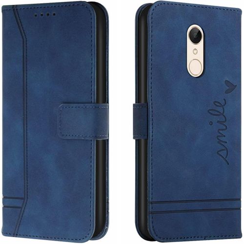 Coque Pour Xiaomi Redmi 5 Plus Housse En Cuir Pu Premium Etui À Rabat Pochette De Portefeuille Étui De Protection Pour Xiaomi Redmi 5 Plus Bleu