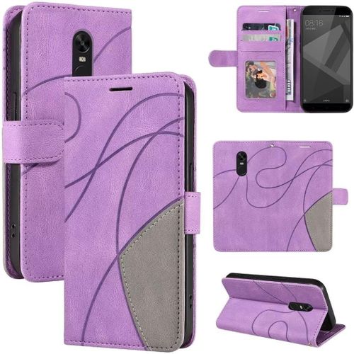 Coque Pour Xiaomi Redmi Note 4x Housse En Cuir Premium Pu Pochette Portefeuille Magnétique Etui De Protection Pour Xiaomi Redmi Note 4x - Violette