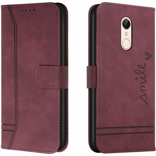 Coque Pour Xiaomi Redmi 5 Plus Housse En Cuir Pu Premium Etui À Rabat Pochette De Portefeuille Étui De Protection Pour Xiaomi Redmi 5 Plus Rouge