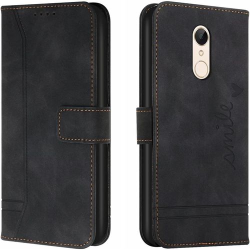 Coque Pour Xiaomi Redmi 5 Plus Housse En Cuir Pu Premium Etui À Rabat Pochette De Portefeuille Étui De Protection Pour Xiaomi Redmi 5 Plus Noir