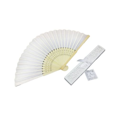 20 Pièces Sculpture Blanc Pliant Élégant Éventails À Main En Soie Mariage 6 Pouces Tissu Petits Éventails Multicolore Boîte Pack