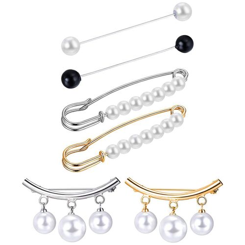 6 Pièces Pull Châle Clips Fausse Perle Robes Cardigan Collier Broche Clip Vintage Chemises Clips Pour Femmes Filles Décor