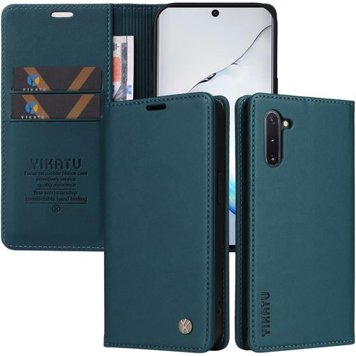 Etui Coque Pour Samsung Galaxy Note10/Note10 5g, Housse En Cuir Pu Premium Etui À Rabat Pochette De Portefeuille Emplacements Cartes Fonction Support Fermeture Magnétique , Bleu