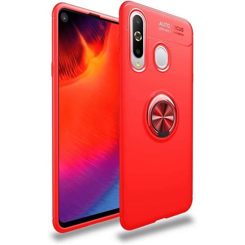 Étui Compatibile Samsung Galaxy A8s Coque Anneau Support De Bague Magnétique Housse Souple Tpu Bumper Protection Cover Antichoc Anti-Rayures Etui-Rouge Avec Film En Verre Trempé