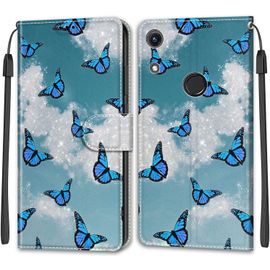Coque Pour Huawei Y6 2019 Cover,Housse Étui Antichoc Fente Pour Carte Pu Leather Mobile Phone Case Anti-Rayures Papillon Coque Pour Huawei Y6 2019/Honor 8a 2020,Blue Butterflies