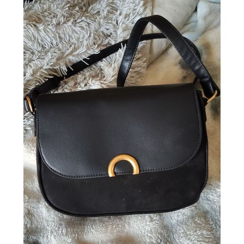 Sac à main en cuir et velours noir, neuf et jamais utilisé