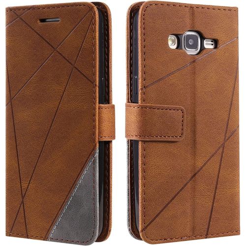 Coque Pour Galaxy Grand Prime, Etui En Cuir Pu Portefeuille Housse Fermeture Magnétique Und Flip Pour Galaxy Grand Prime, Avec Fermeture Magnétique, Marron