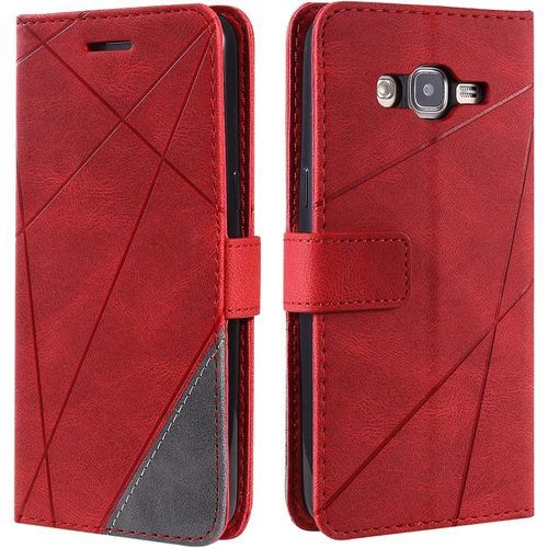 Coque Pour Galaxy Grand Prime, Etui En Cuir Pu Portefeuille Housse Fermeture Magnétique Und Flip Pour Galaxy Grand Prime, Avec Fermeture Magnétique, Rouge