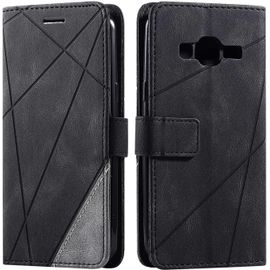 Coque Pour Galaxy J3 2015 / Galaxy J3 2016, Etui En Cuir Pu Portefeuille Housse Fermeture Magnétique Und Flip Pour Samsung Galaxy J3 2015 / Galaxy J3 2016, Avec Fermeture Magnétique, Noir