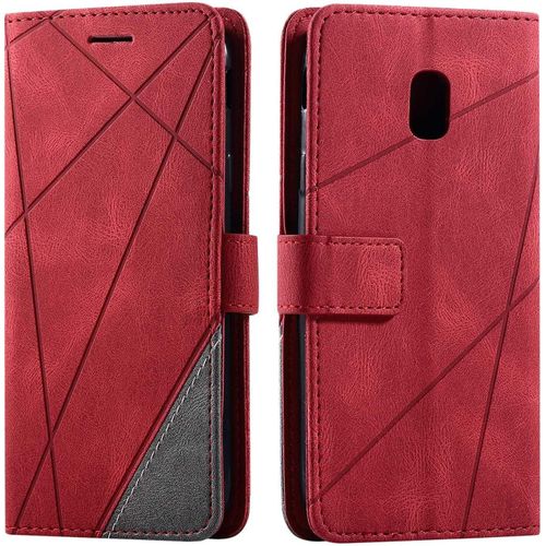 Coque Pour Galaxy J3 2017, Etui En Cuir Pu Portefeuille Housse Fermeture Magnétique Und Flip Pour Samsung Galaxy J3 2017, Avec Fermeture Magnétique, Rouge