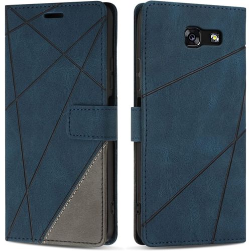 Coque Pour Galaxy A3 2017, Protection Housse Etui En Cuir Pu Portefeuille Livre Pour Galaxy A3 2017, Emplacements Cartes, Fonction Support, Bleu
