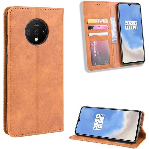 Étui Portefeuille Magnétique De Luxe Pour Oneplus 7 7t Pro 7tpro En Cuir Avec Clip Pour Téléphone Portable 1+7 T One Plus 7 7t Pro Marron Oneplus 7t
