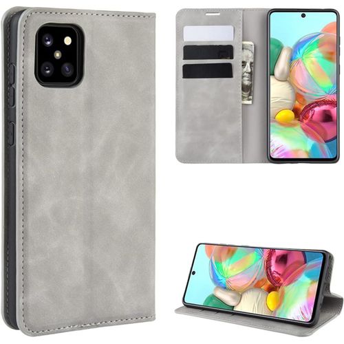 Haut Qualit Etui Pour Samsung Galaxy Note10 Lite /A81 Coque Rabat Protection Pochette Housse Pour Samsung Galaxy Note10 Lite /A81 Antichoc Housse Folio Portefeuille Coque Gris