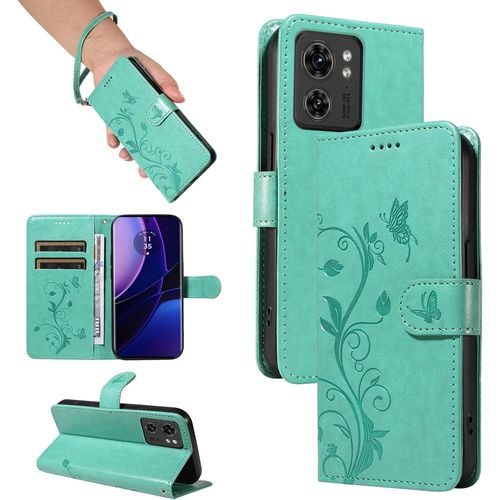 Coque Pour Motorola Edge 40, Housse Etui Portefeuille Cuir Pu Multifonction, Magnétique Étui De Protection Pour Motorola Edge 40, Vert